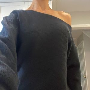 Theory black off the shoulder wool sweater.